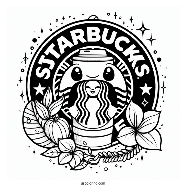 Starbucks Coloring Page Of Ohana Coffee Logo With Stitch
