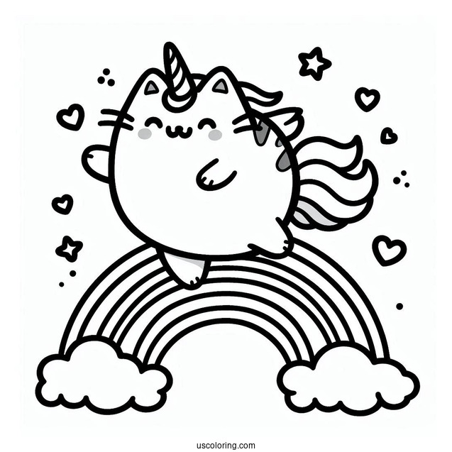 Unicorn Pusheen Cat Jumping Over Rainbow