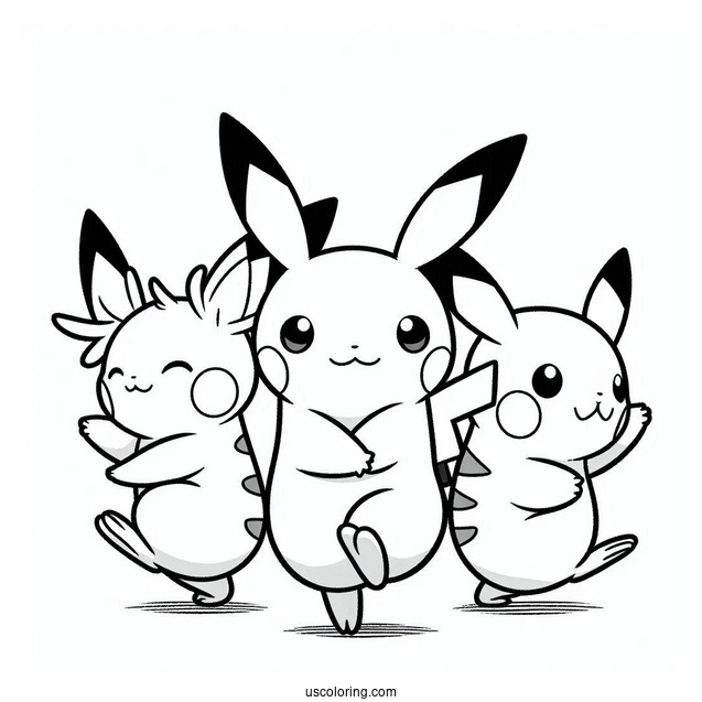 Pichu, Raichu, And Pikachu Dancing