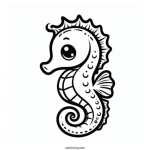 Easy Outline Of a Baby Seahorse To Color
