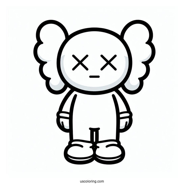 KAWS Coloring Page Companion Outline For Kids