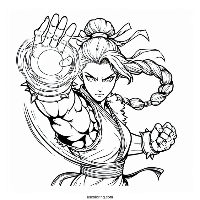 Street Fighter Coloring Page Of Laura Using Her Power