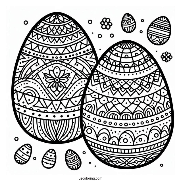 Geometric Easter Coloring Page Of Eggs