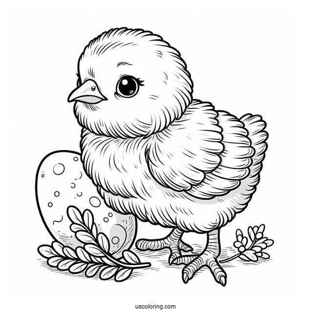 Realistic Baby Chicken Coloring Sheet
