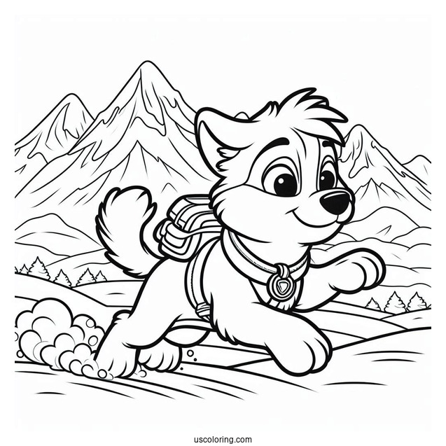 Everest Running In Snow Coloring Sheet