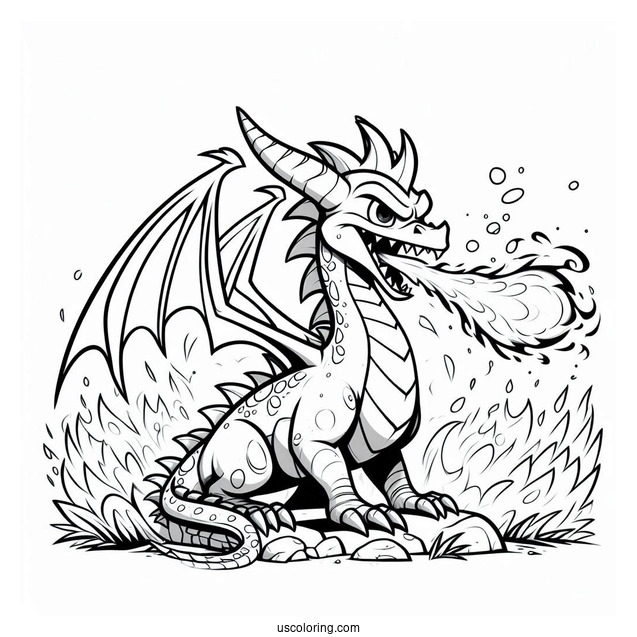 Sypro Coloring Page Massive Ignitus Dragon Breathing Out Fire