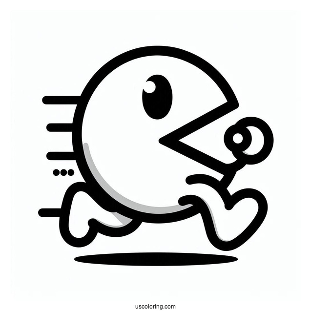 Easy Running Pac-Man Coloring Page For Preschoolers
