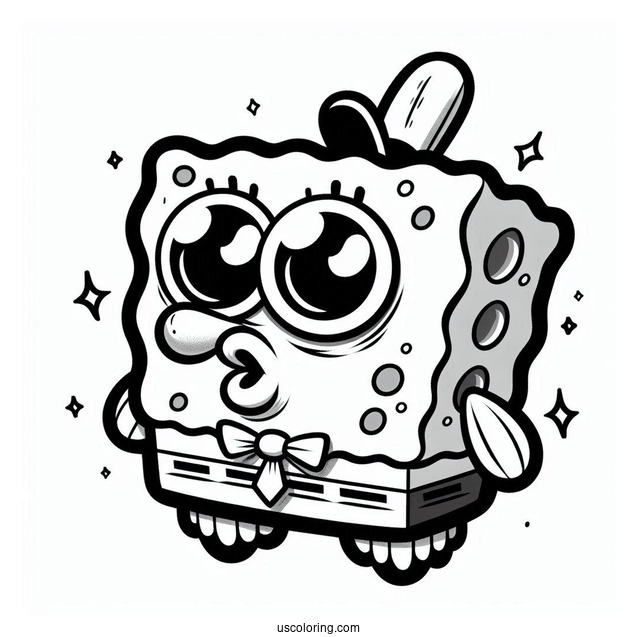 SpongeBob Coloring Page Of Simple Frank The Buff Fish For Preschoolers