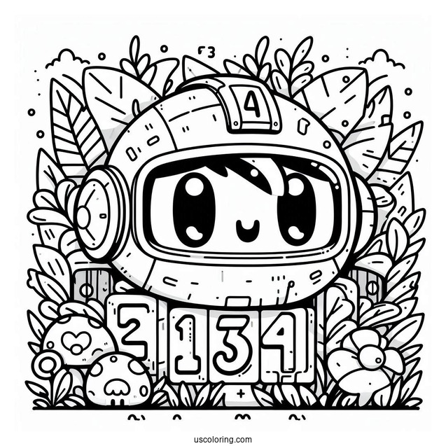 Numberblocks Coloring Page14 Outdoor Wearing Helmet