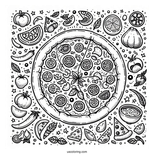 Easy Pizza Coloring Picture