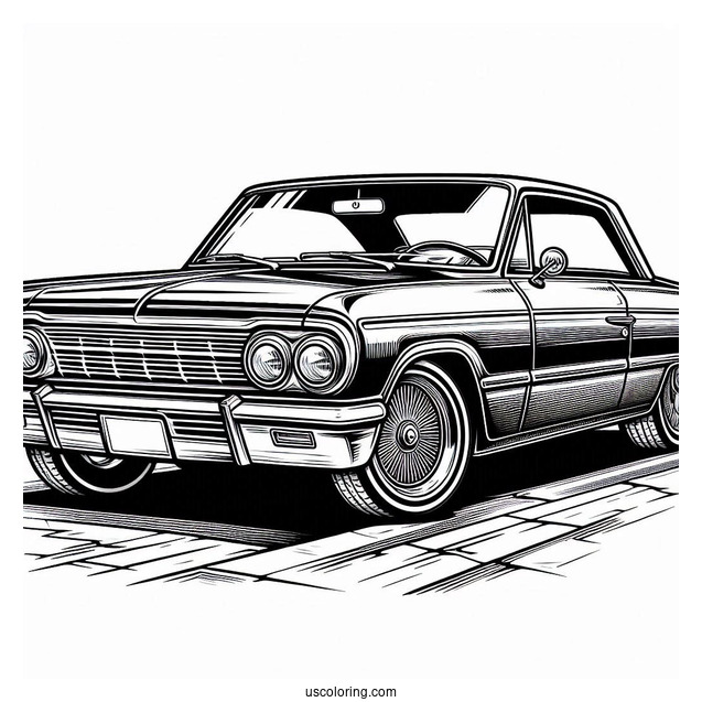 1964 Chevrolet Impala Lowrider Coloring Page In The City