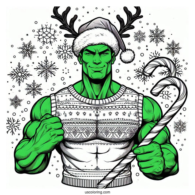 Christmas Inspired Hulk Coloring Page