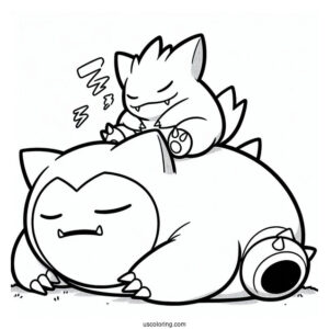 Gengar Sleeping On Top Of Snorlax Coloring Page