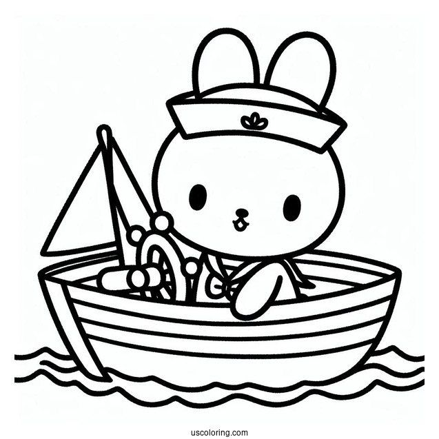 Sailor Miffy Coloring Page On A Boat
