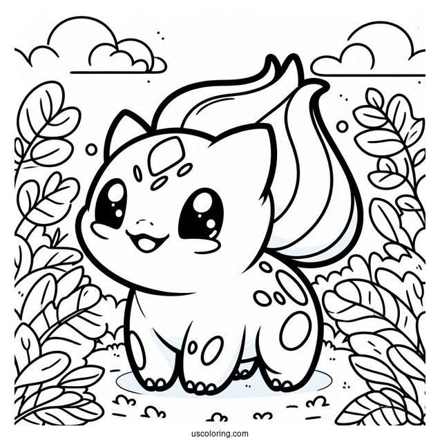 Kawaii Bulbasaur Coloring Page For Preschoolers