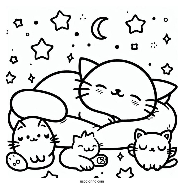 Smiling Critters Coloring Page Of Simple CatNap Outline
