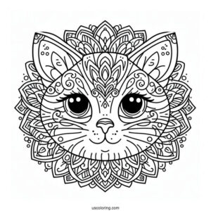 Cat Face Mandala Coloring In