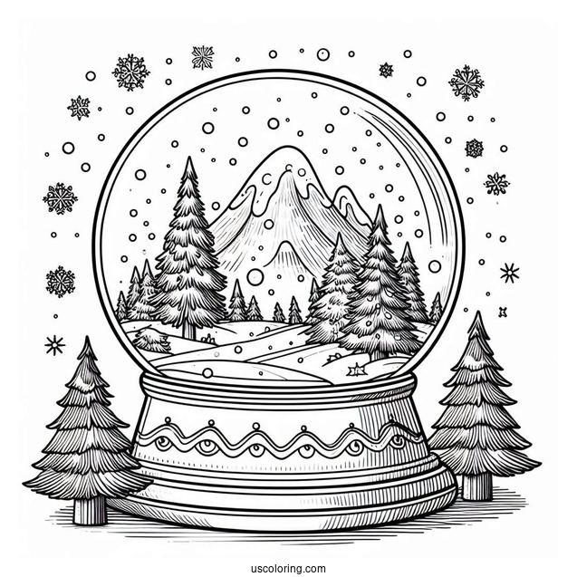 Winter Wonderland Snow Globe Coloring Page For Kids