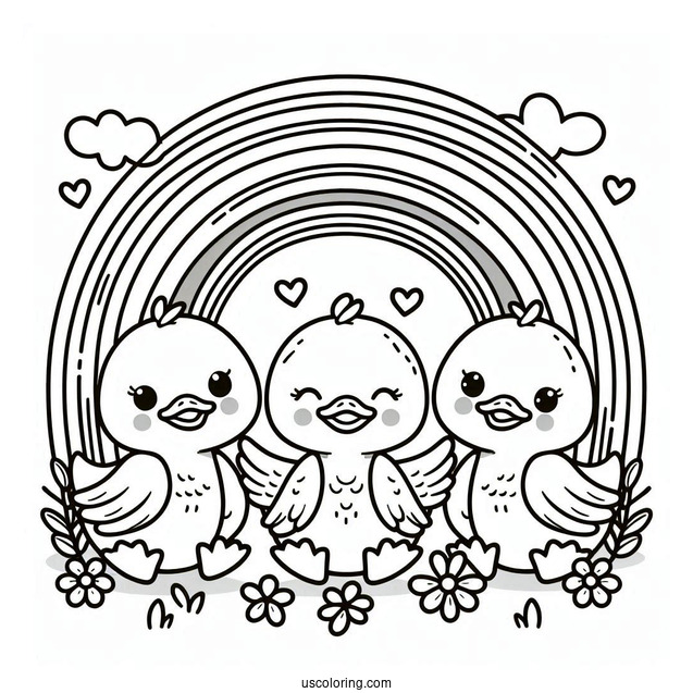 Three Cool Ducks Under A Rainbow