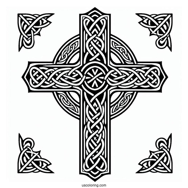 Celtic Cross Coloring Sheet For Kids