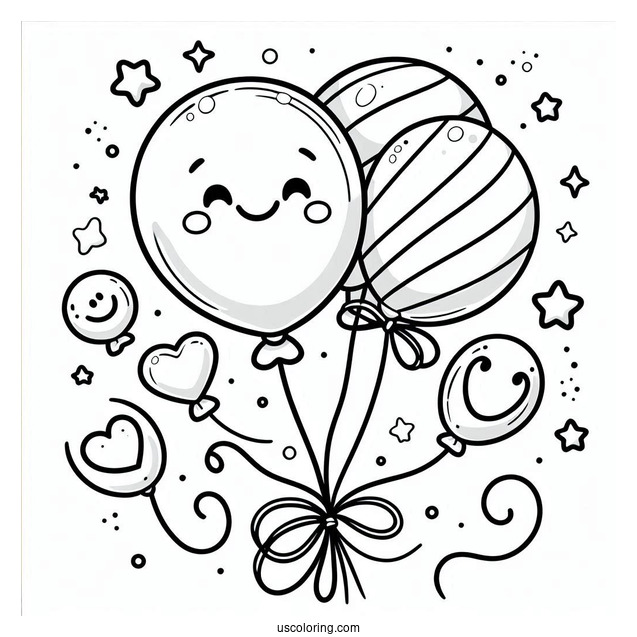 Smiley Face Balloon Coloring Page