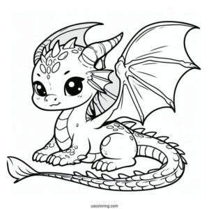 Loveable Looking Cute Dragon To Color