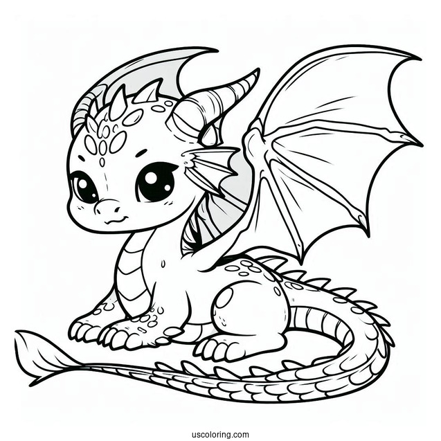 Loveable Looking Cute Dragon To Color