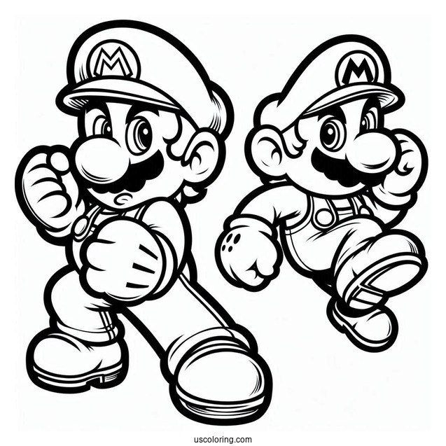 Mario In Super Smash Bros Coloring Page For Kids