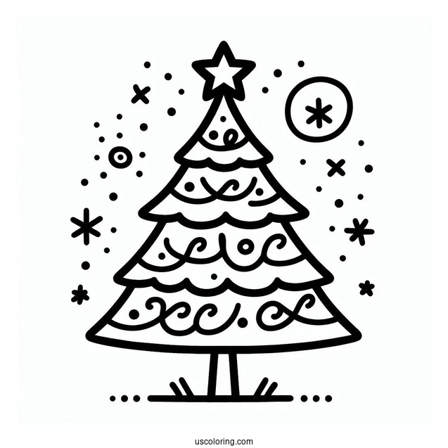 Easy Outline Of Christmas Tree Template For Preschoolers