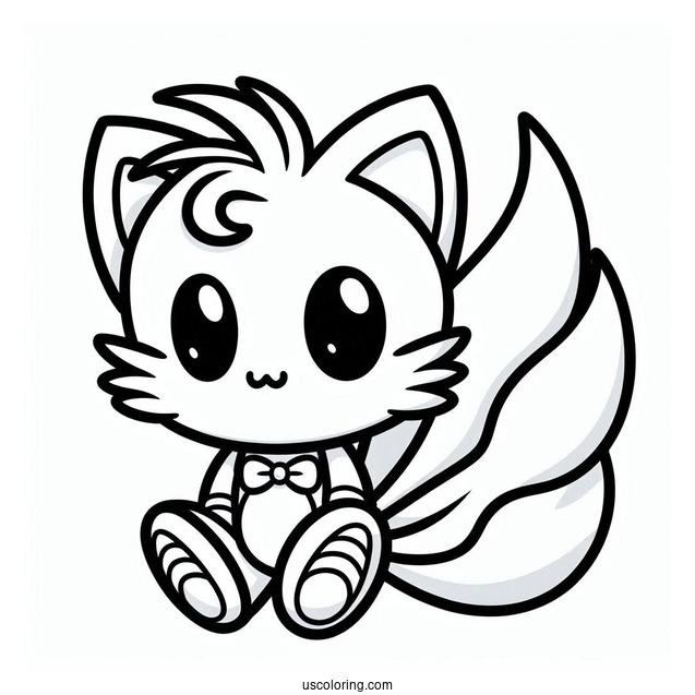 Kawaii Cartoon Tails Coloring Page For Kids