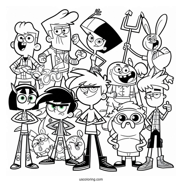 Famous Nickelodeon Coloring Page Of Characters Poster