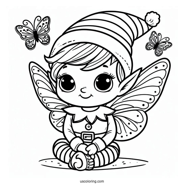Easy To Color Elf For Toddlers
