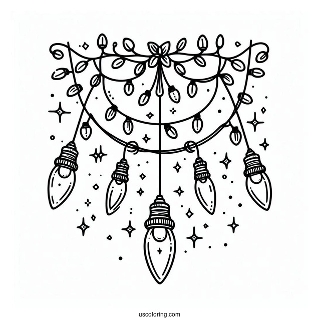 Large Detailed Christmas Lights To Color
