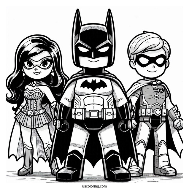 Lego Batman With Batgirl And Robin Coloring