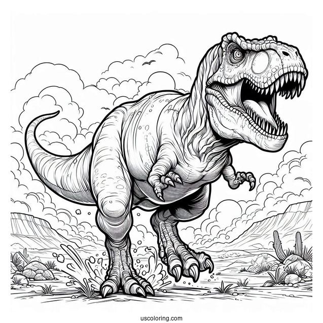 Angry Tyrannosaurus Rex Coloring Picture