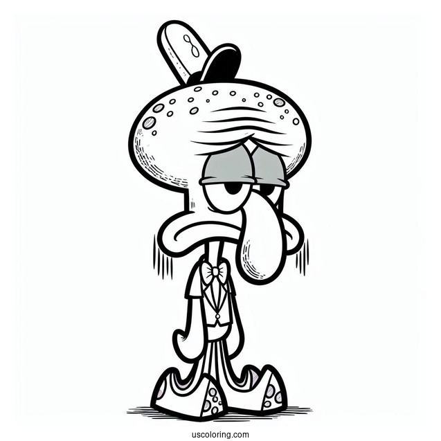Unhappy Squidward Coloring Page