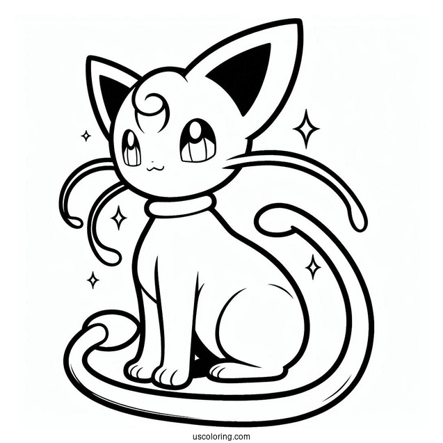 Easy Mega Mew Coloring Page