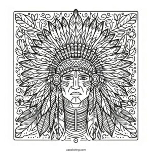 Native American Coloring Page Indian Chief