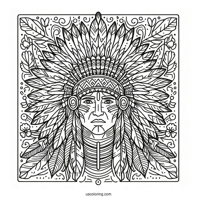 Native American Coloring Page Indian Chief