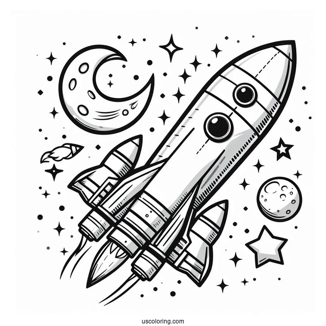 Coloring Page Of SpaceX Starship Moon Rocket