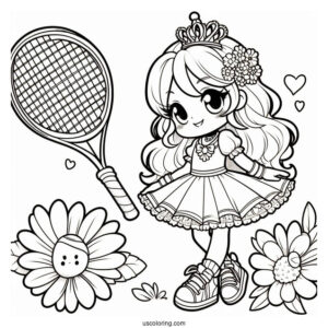 Princess Daisy Coloring Page In Cute Tennis Outfit