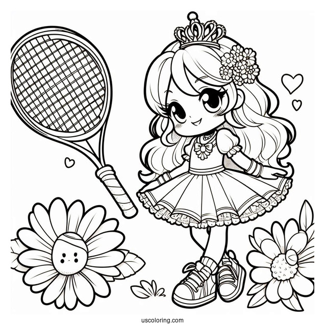 Princess Daisy Coloring Page In Cute Tennis Outfit