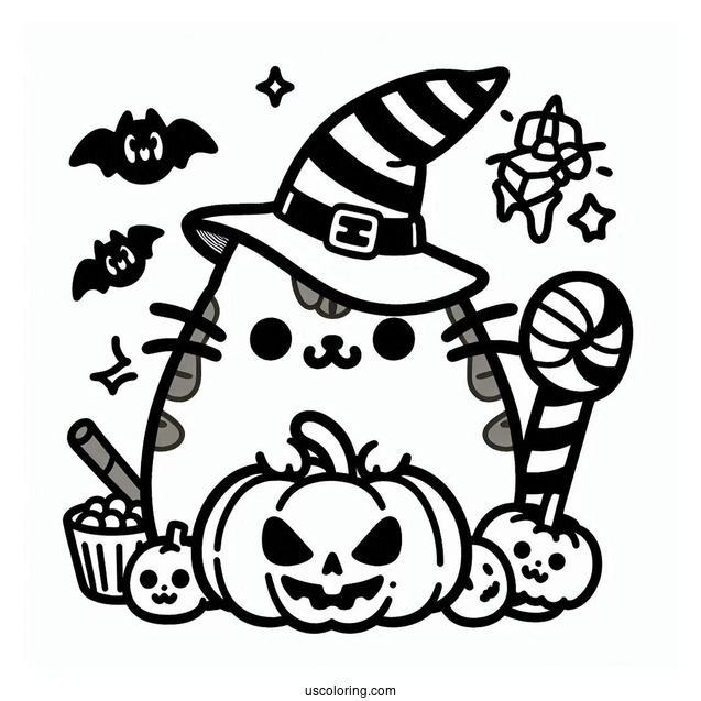 Halloween Themed Pusheen To Color