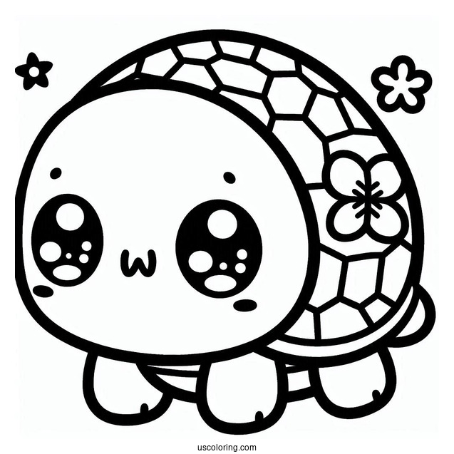 Kawaii Turtle Coloring Page