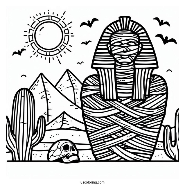 Egyptian Mummy Coloring Page Outside The Pyramid