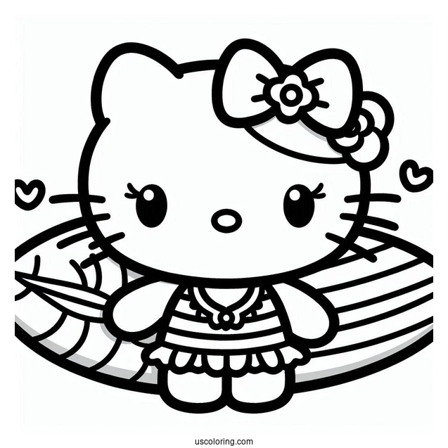 Sanrio Coloring Pages Of Kuromi Holding Surfboard