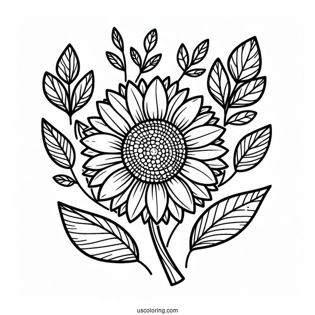 Summer Coloring Page Of Cute Summer Sunflower For Kids
