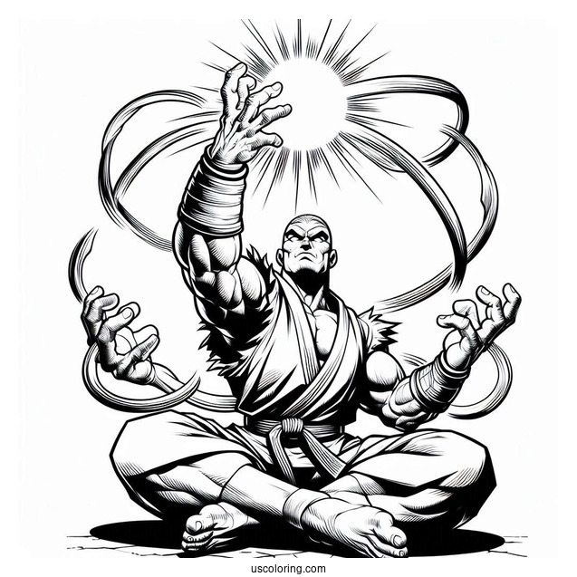 Street Fighter Coloring Page Of Dhalsim Summoning Powers