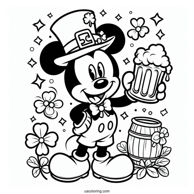 Mickey Mouse St Patrick_s Day Coloring Page For Kids