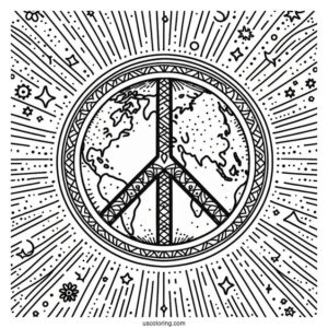 Visualize World Peace Coloring Page With Earth At The Center